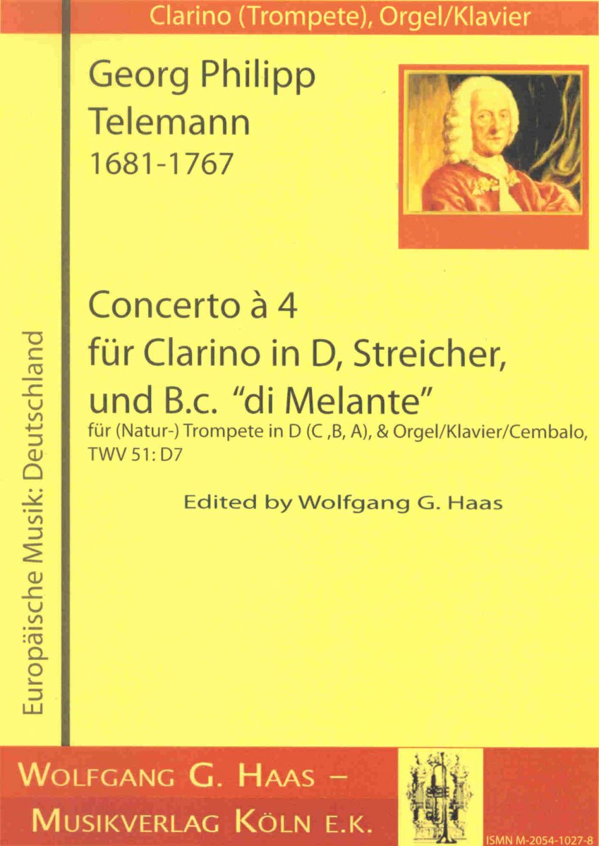 Concerto  4 fr Clarino in D, Streicher und B.C. 'di Melante' - click here