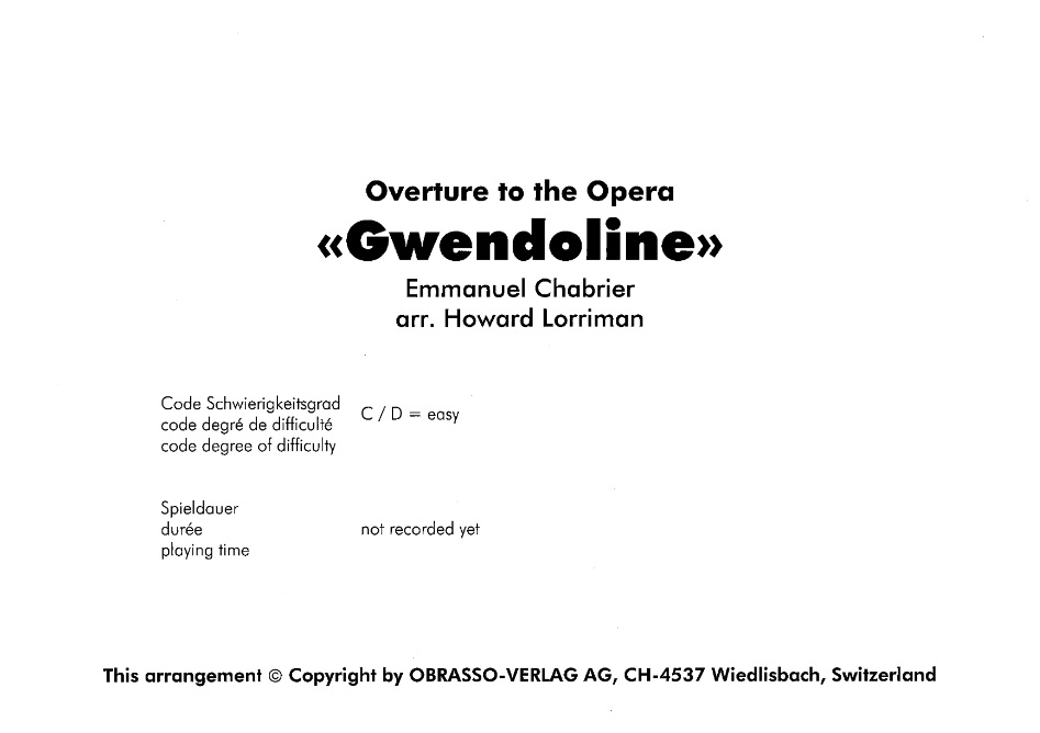 Overture to the Opera 'Gwendoline' - click here