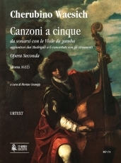 Canzoni a cinque da sonarsi con le Viole da gamba aggiuntovi dui Madrigali a 6 concertati con gli strumenti. (Score) - click here