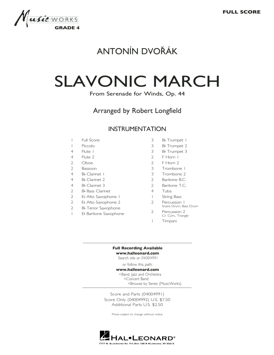 Slavonic March (from 'Serenade for Winds') - click here