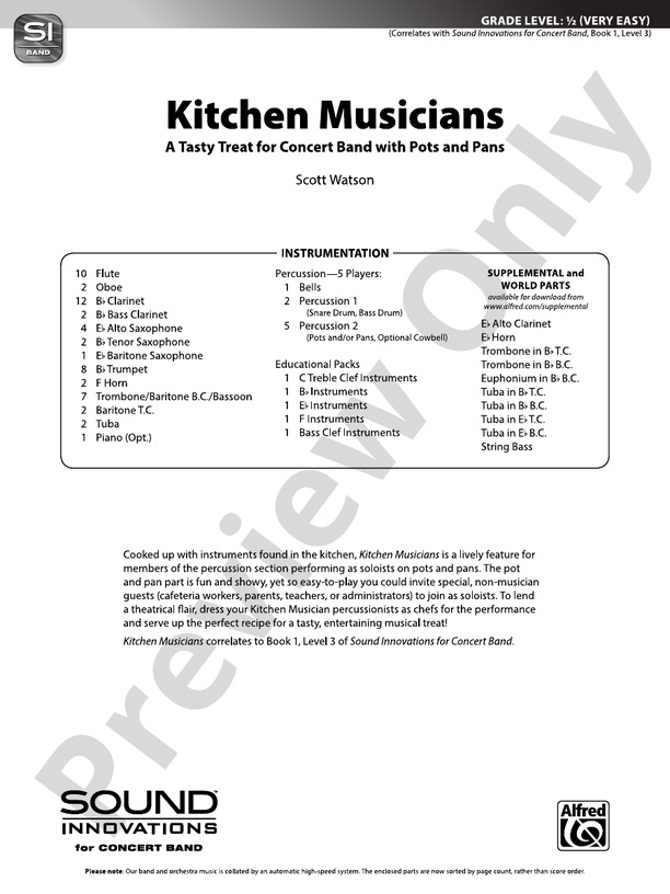 Kitchen Musicians (A Tasty Treat for Concert Band with Pots and Pans) - click here