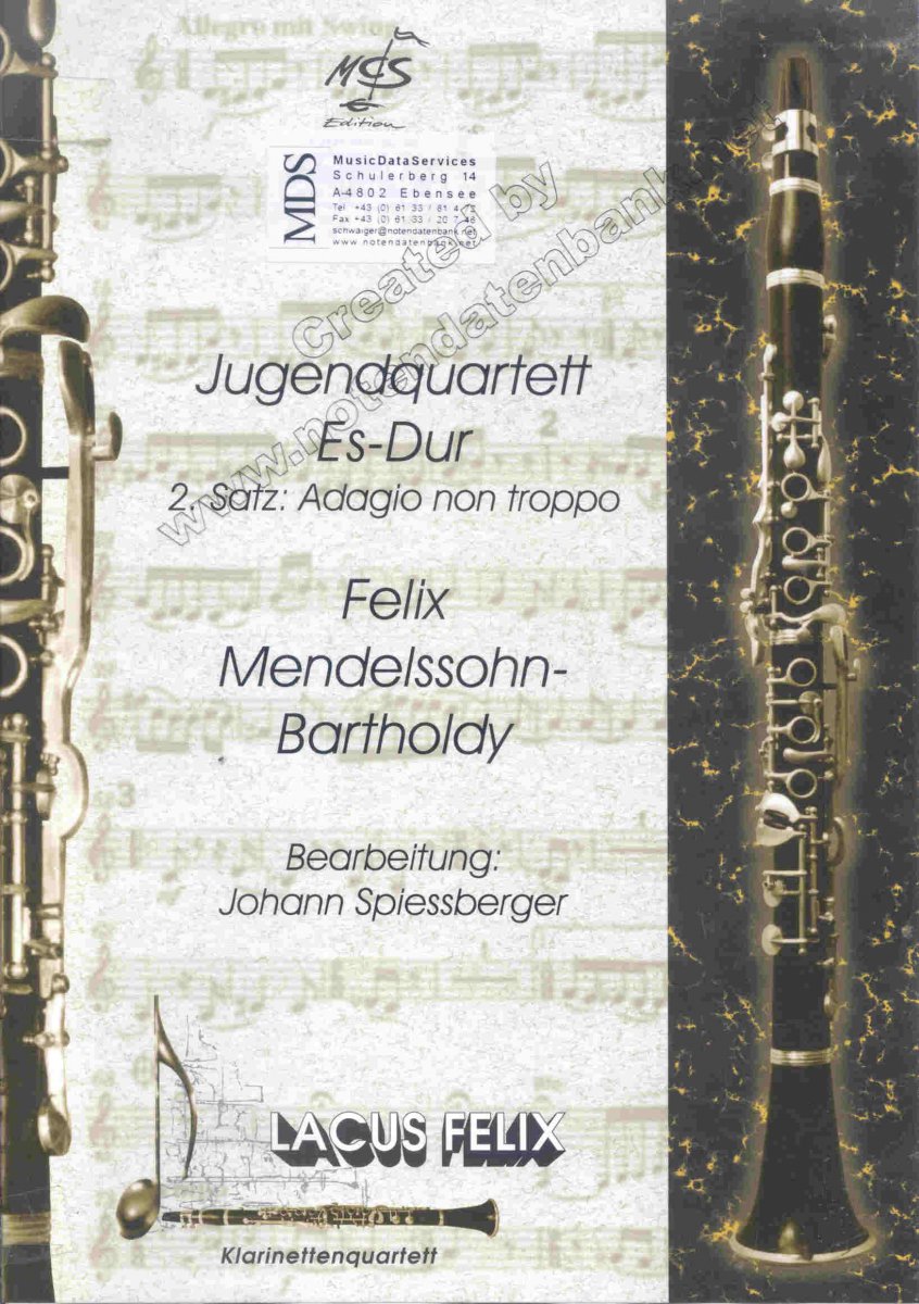 Jugendquartett Es-Dur / E-flat major (2.Satz Adagio non troppo) (1823) - click here